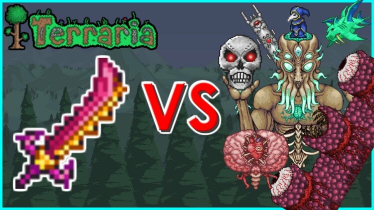 Terraria - Star Wrath vs All Bosses | Biron | ️ Youtuberi.tv